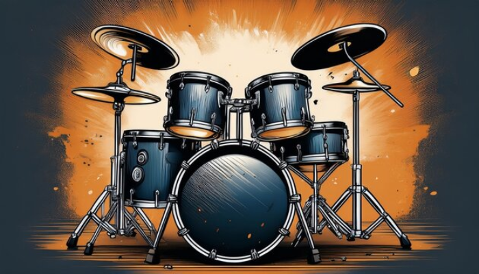 pair of cymbals on a drum set